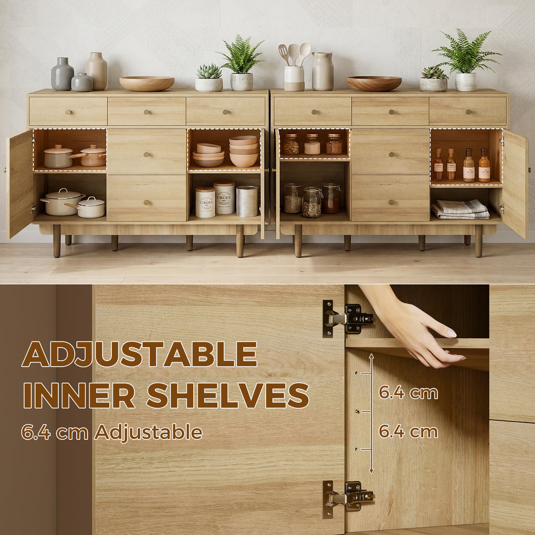 Sideboard with 5 Drawers and 2 Cabinets Buffet Cabinet with Solid Wood