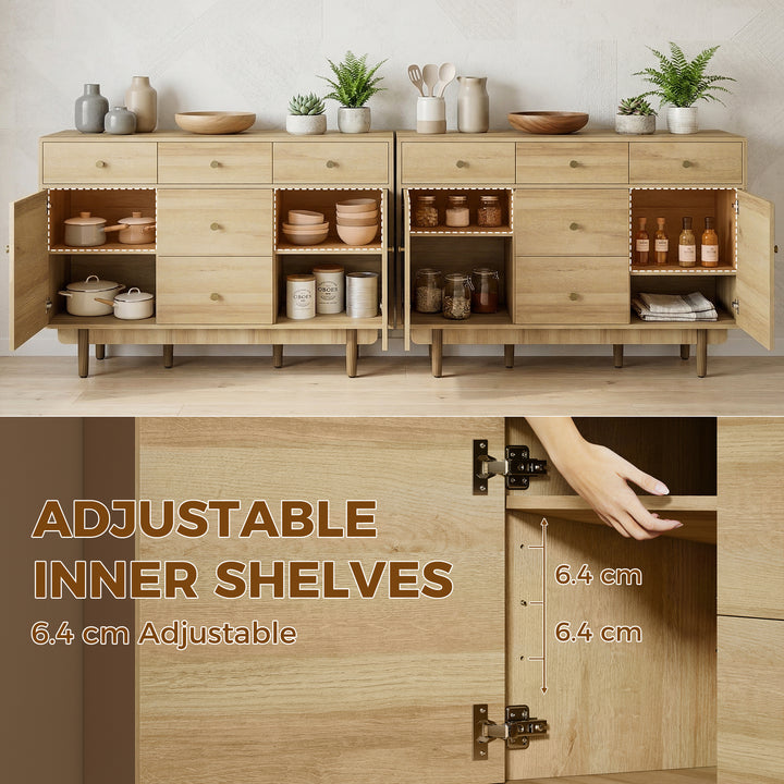 Sideboard with 5 Drawers and 2 Cabinets Buffet Cabinet with Solid Wood