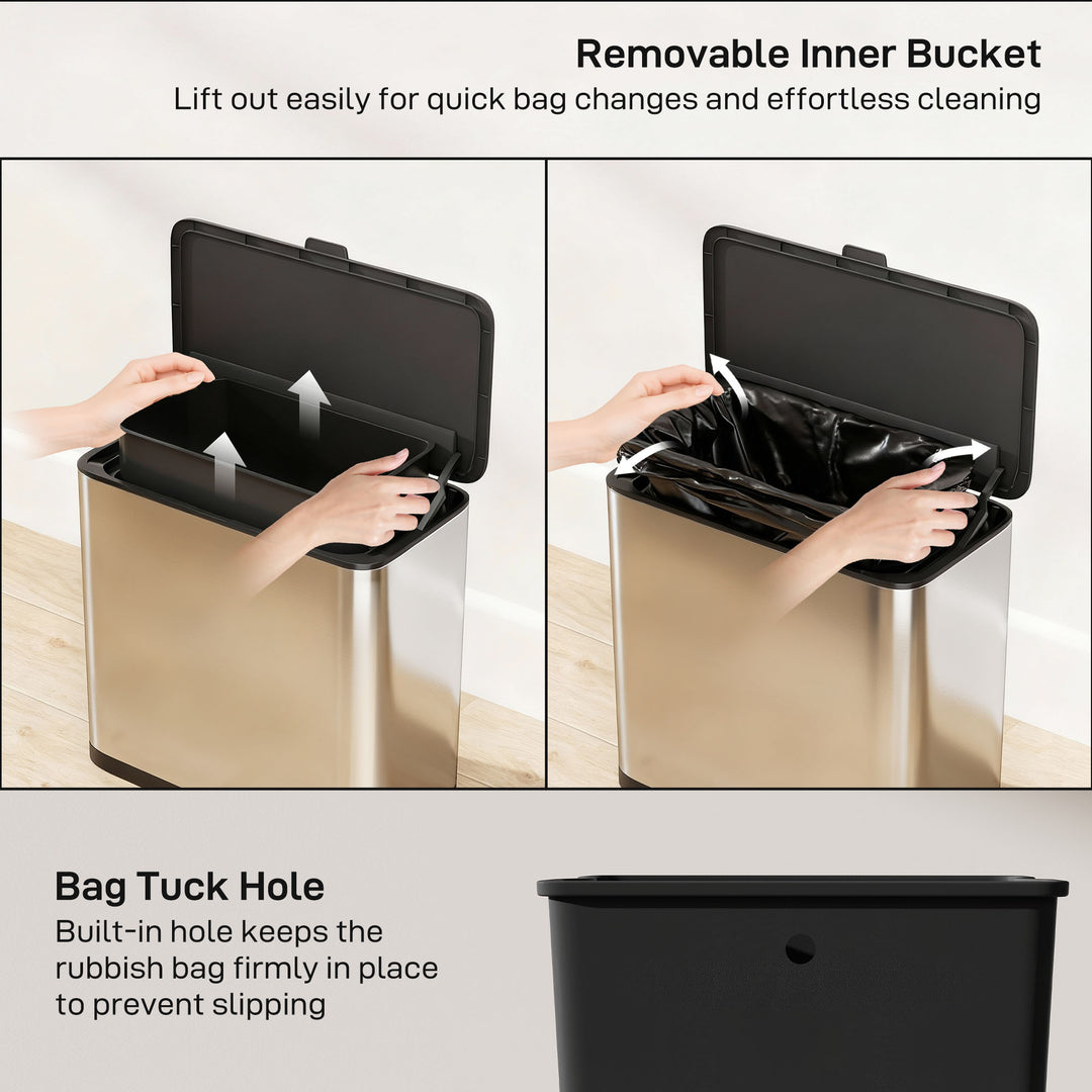 8L Hanging Kitchen Bin, Rubbish bin with Lid and Removable Inner Bucke