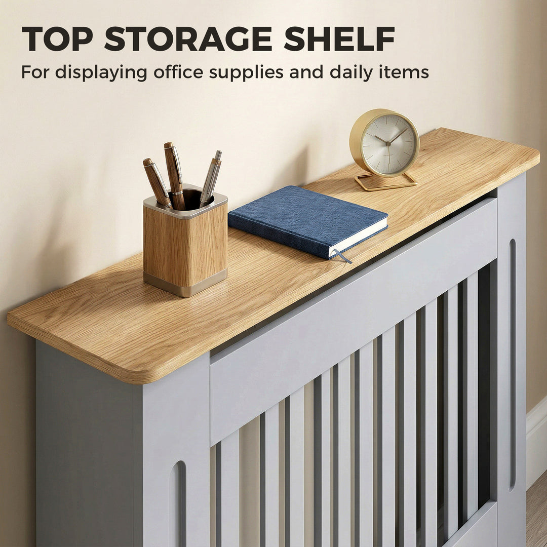Slatted Radiator Cover, Painted Cabinet with Line Grill Design, 112L ×