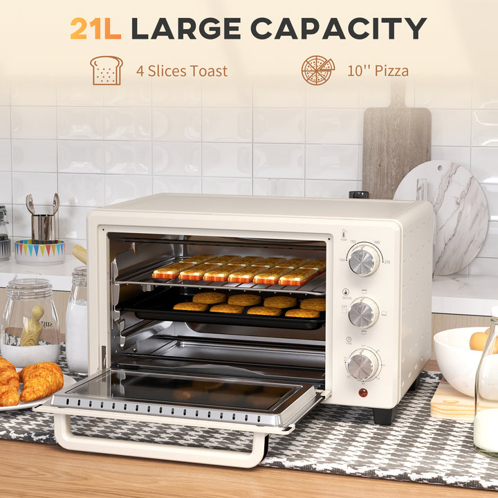 21L Mini Countertop Oven, 100°C-230°C Adjustable Temp - White