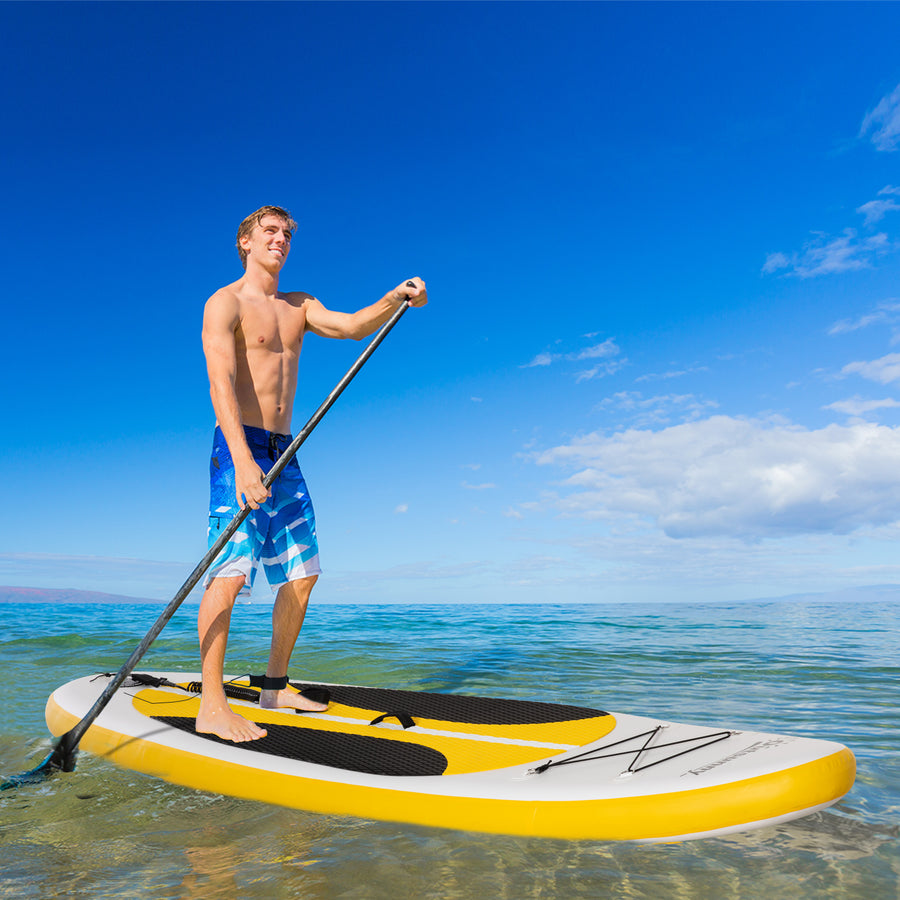 10' x 30" x 6" Inflatable Stand Up Paddle Board, Non-Slip & Ultra-Light Deck with ISUP Accessories, Adj Paddle, Backpack Bag, and Three Bottom Fins, for Youth Adults Beginner, White