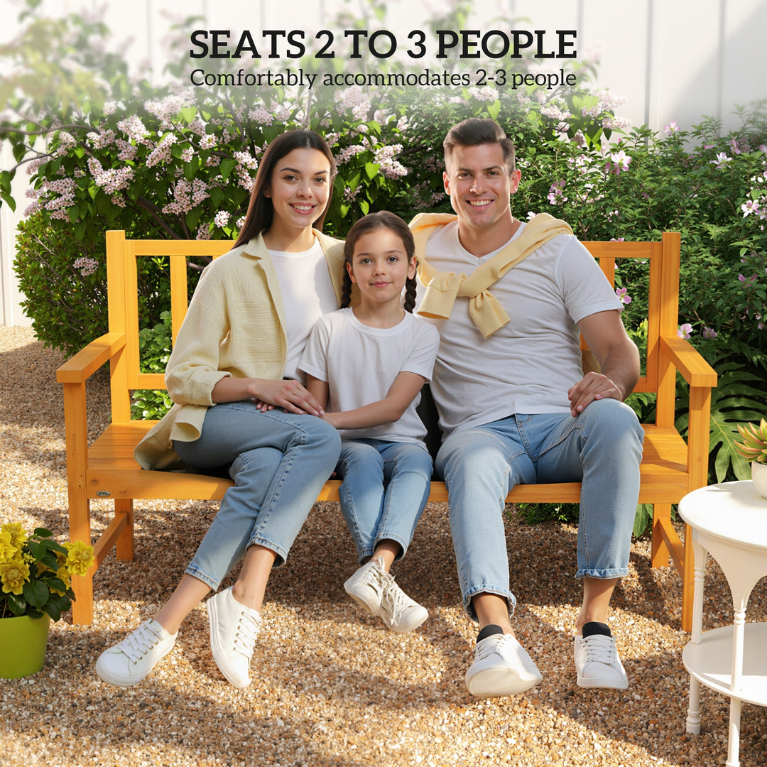 Wooden Bench with Liftable Middle Table, Outdoor Bench, Patio Loveseat