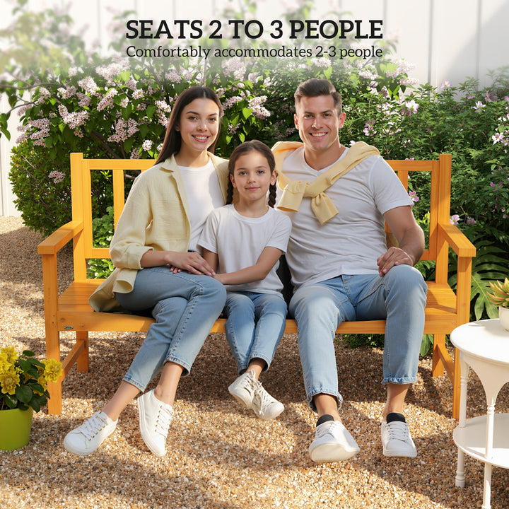 Wooden Bench with Liftable Middle Table, Outdoor Bench, Patio Loveseat