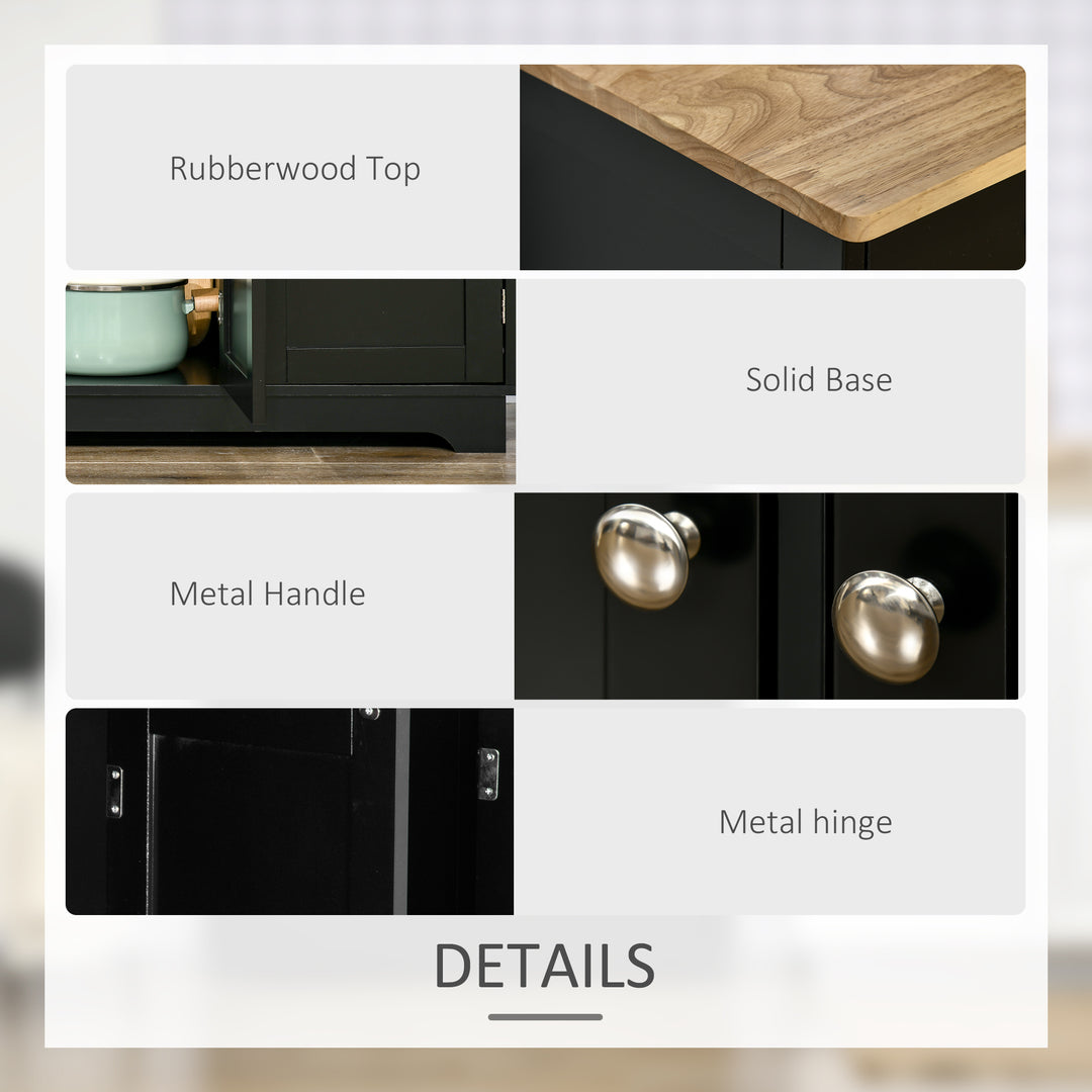 MCL Sideboard with Rubberwood Top and Adjustable Shelves for Dining Room, Kitchen - Black