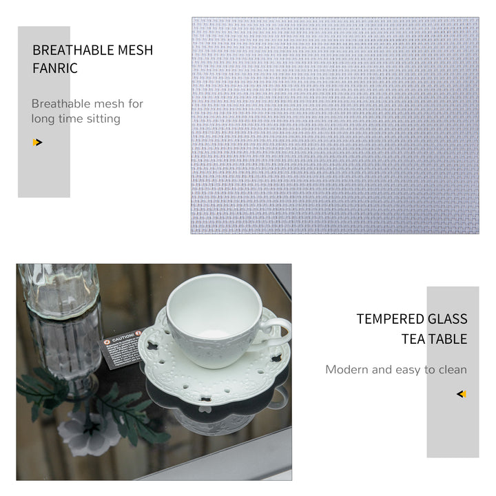 MCL 3 Pieces Lounge Chair Set Metal Frame Garden Outdoor Recliner Sunbathing Chair with Table, Light Grey