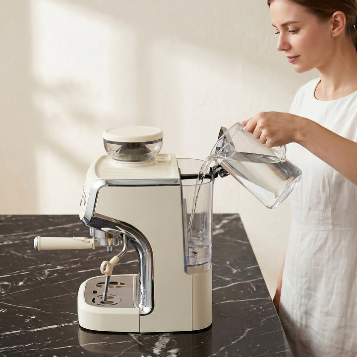 15 Bar Coffee Machine, with Adjustable Grind, Steamer and Accessories 