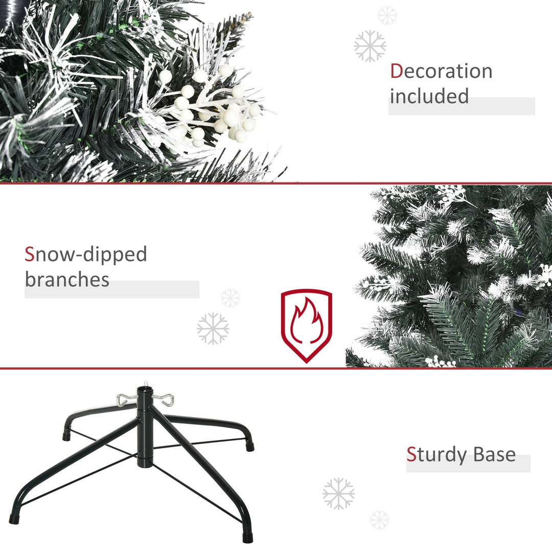 5FT Artificial Snow-Dipped Christmas Tree Xmas | Home Home Indoor Decoration | Removable Stand w/ White Berries Star Topper Branch Green