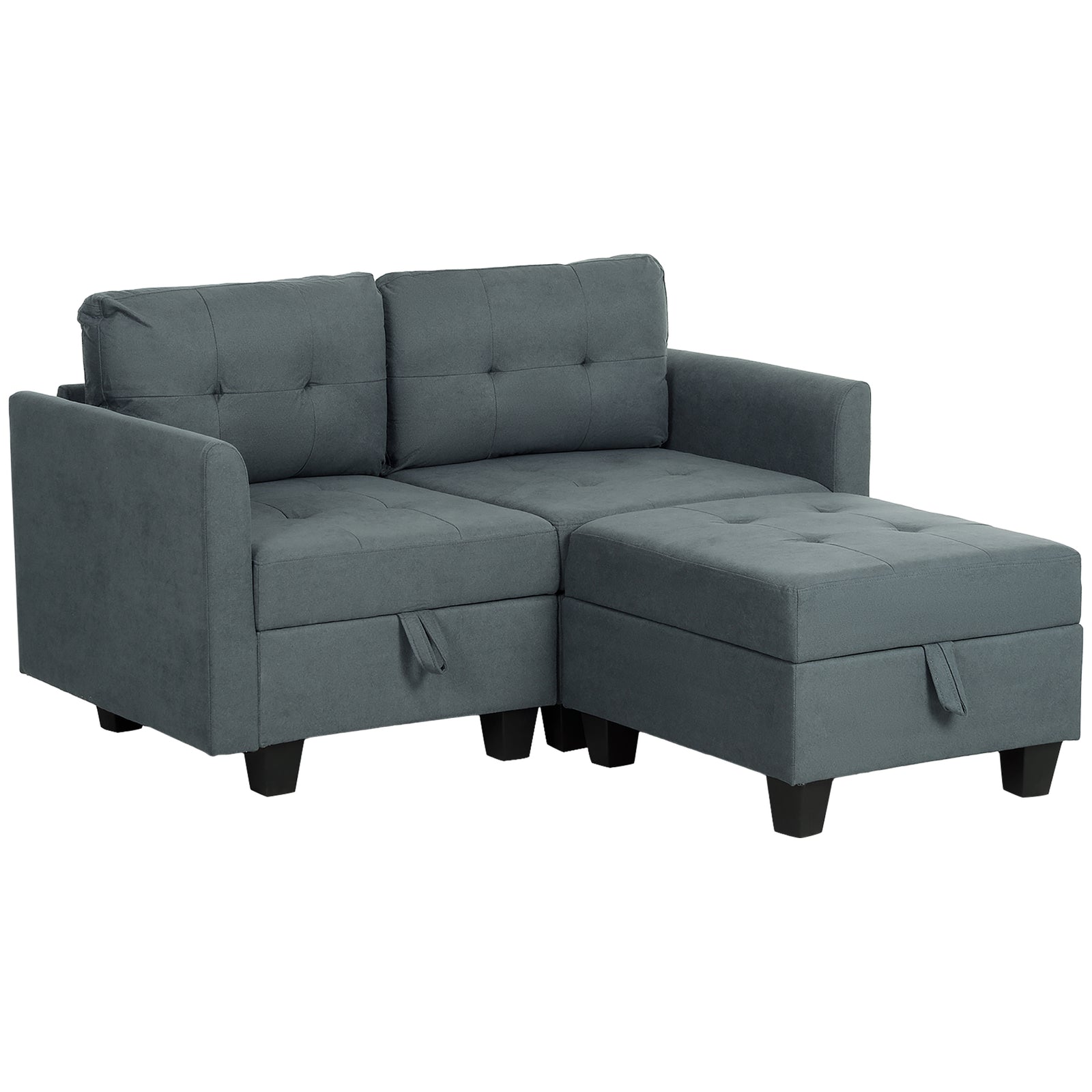 L' Shape Modular Storage Sofa - Dark Grey