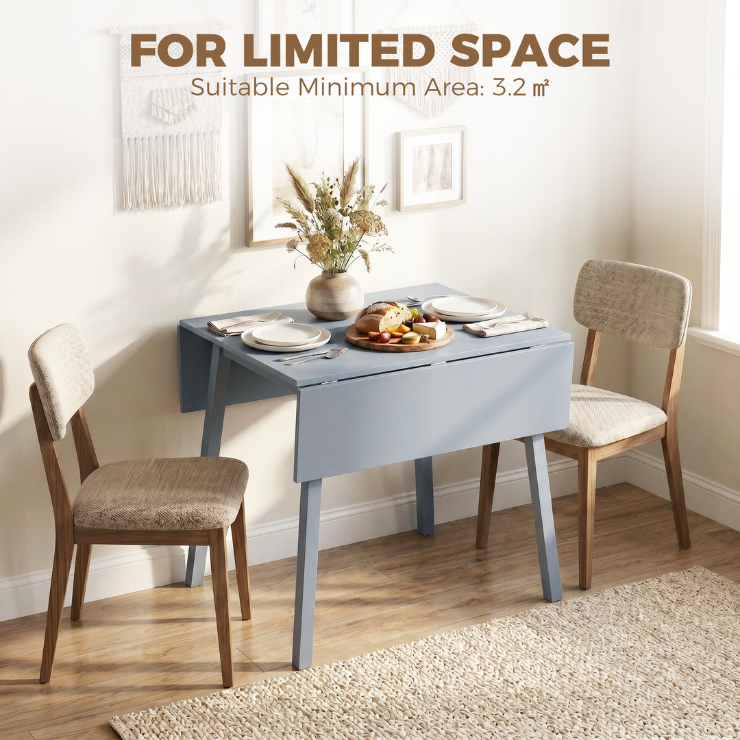 Solid Wood Folding Dining Table, Drop Leaf Table for 2-4 People, Recta