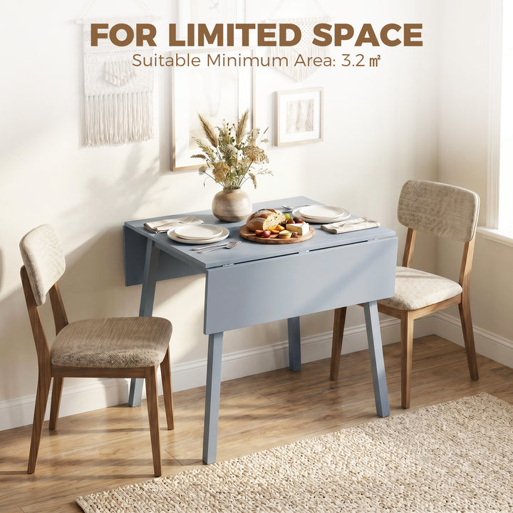 Solid Wood Folding Dining Table, Drop Leaf Table for 2-4 People, Recta