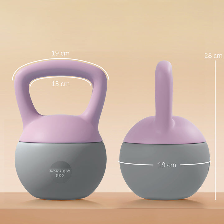 SPORTNOW 6KG Soft Kettlebell, Kettle Bell with Non-Slip Handle for Home Gym, Weight Lifting, Strength Training, Purple/Grey
