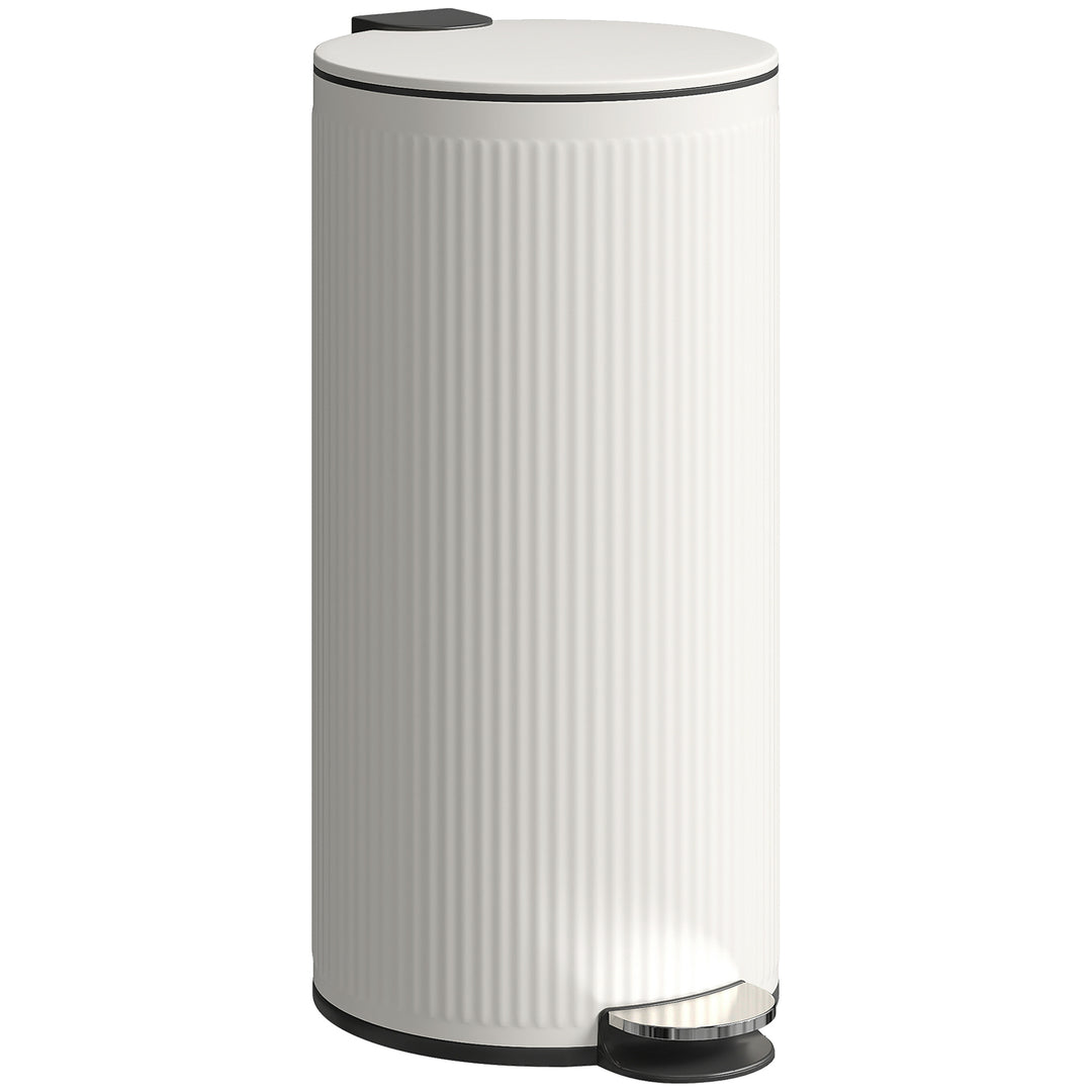 Kitchen Bin, 30 Litre Pedal Rubbish Bin with Removable Bucket, Cream