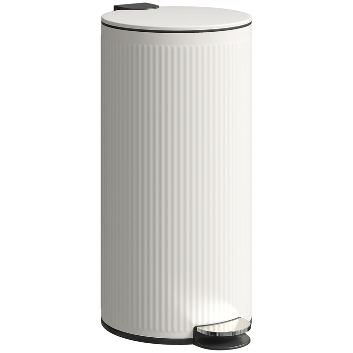 Kitchen Bin, 30 Litre Pedal Rubbish Bin with Removable Bucket, Cream