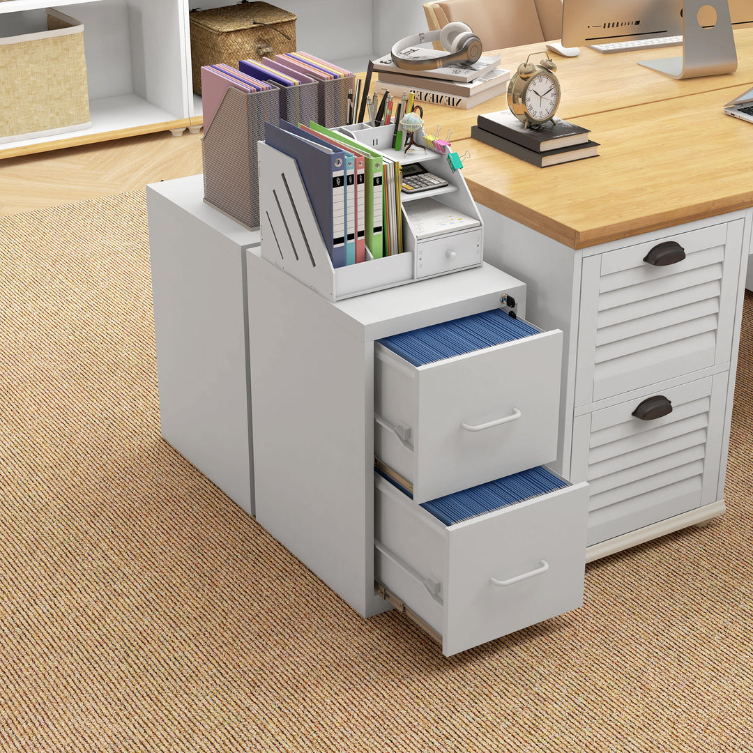 HOMCOM Two-Drawer Modern Steel Filing Cabinet - White