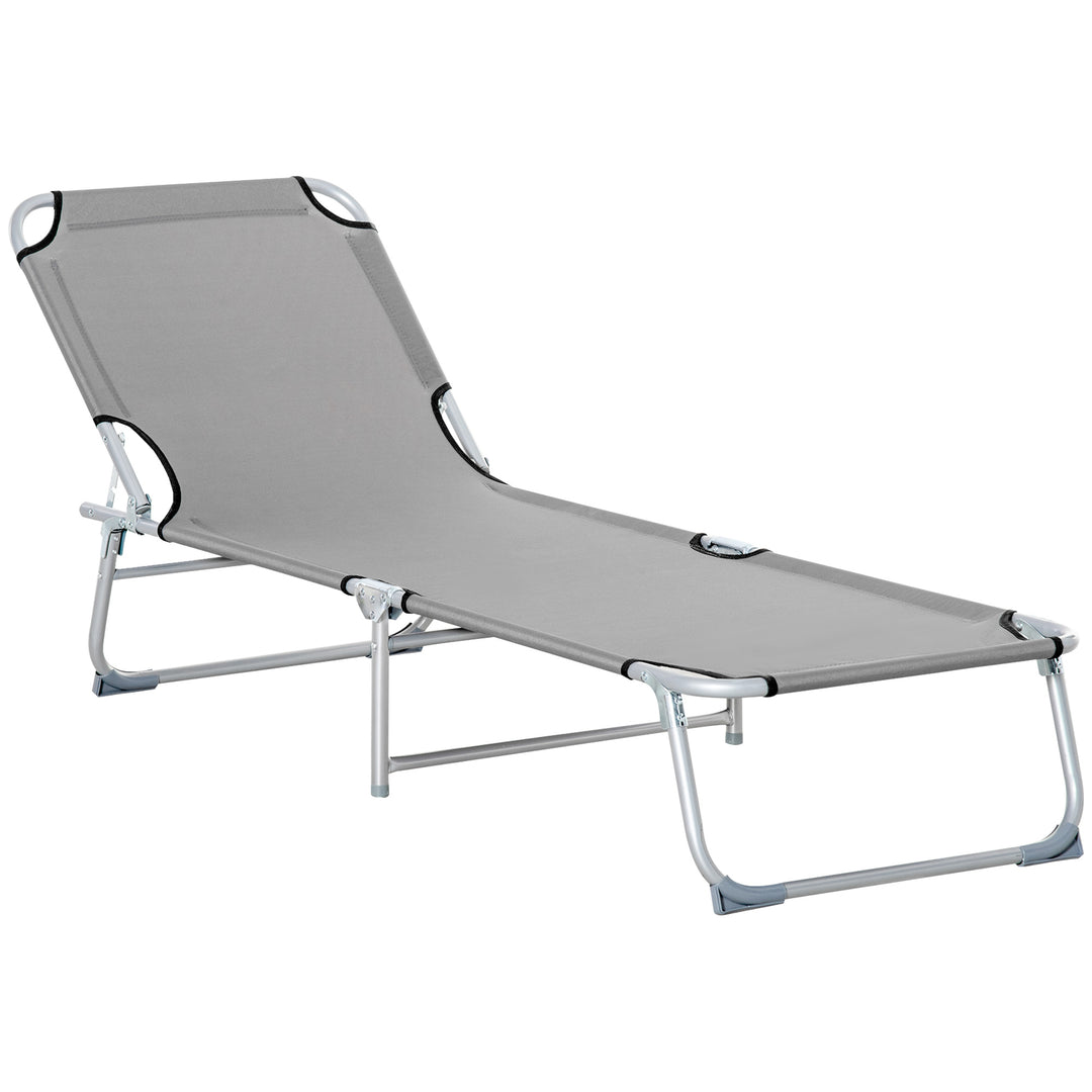 Reclining Sun Lounger Chair Folding Camping Bed with 4-Position Adjust