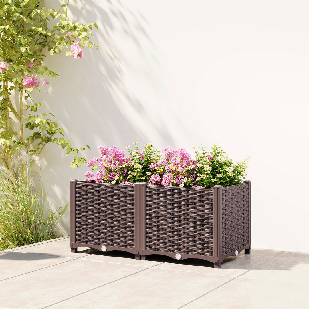 Plastic Raised Garden Bed with Legs, Self Watering Elevated Planter Bo