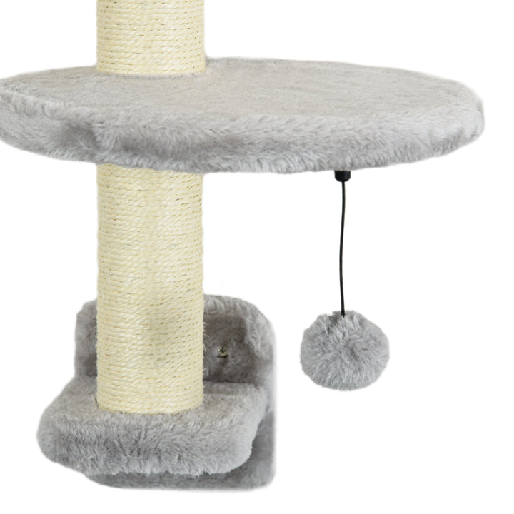 PawHut Cat Shelves Fit Cat Up to 5kg, 3-Piece Set with Hammock, Jumping Platform, Ladder, Scratching Post, Safe for Cats to Play, Grey | Aosom UK