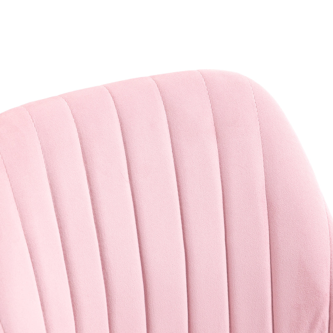 Velvet-Feel Armless Office Chair - Pink