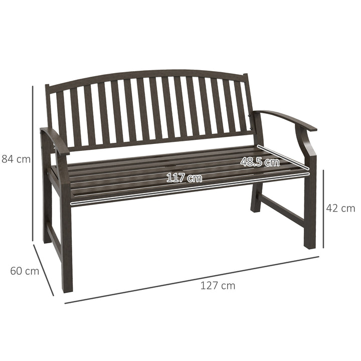 Two-Seater Simple Metal Bench - Brown