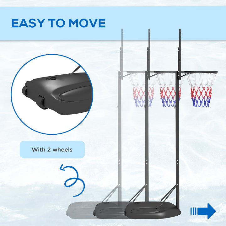 SPORTNOW Height Adjustable Basketball System, Freestanding Basketball Hoop and Stand w/ Wheels, 167-228cm | Aosom UK