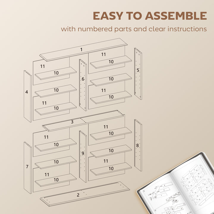MCL 16-Compartment Media Shelf - Rustic Brown