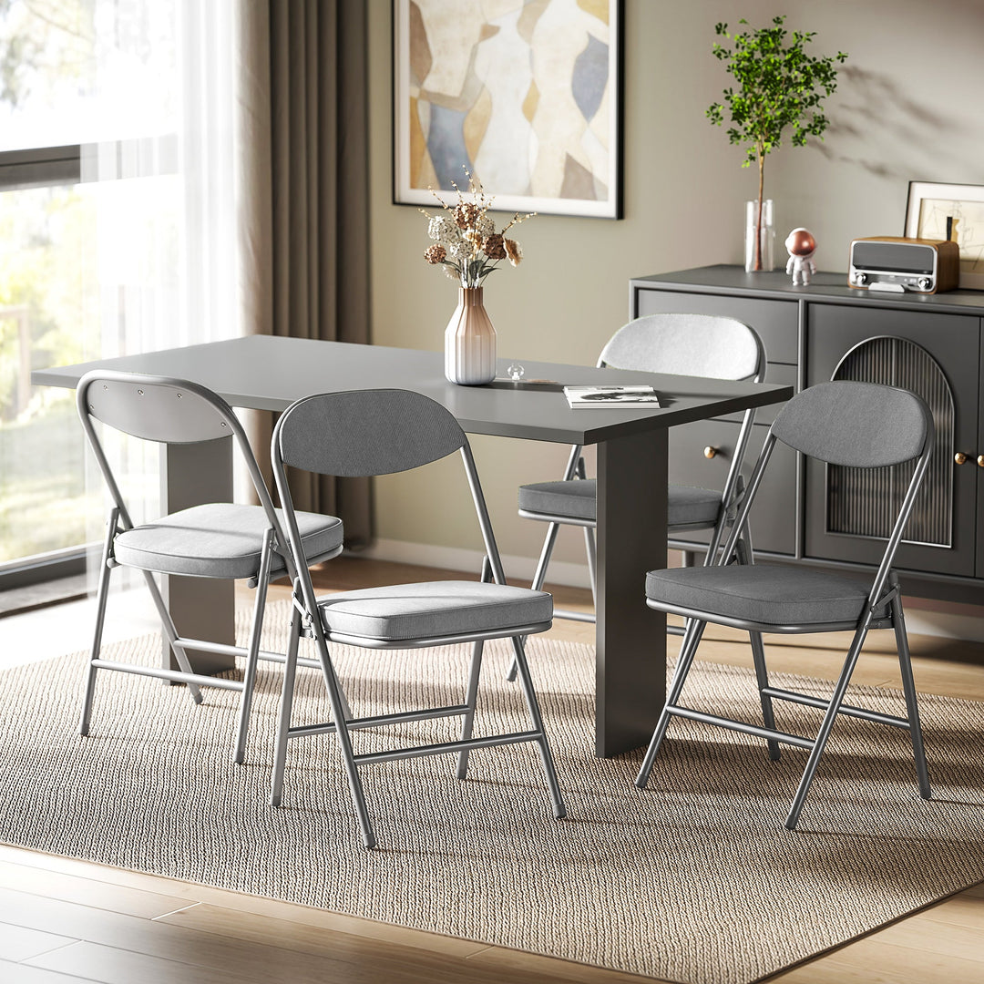 Set of Four Folding Corduroy Seat Chairs