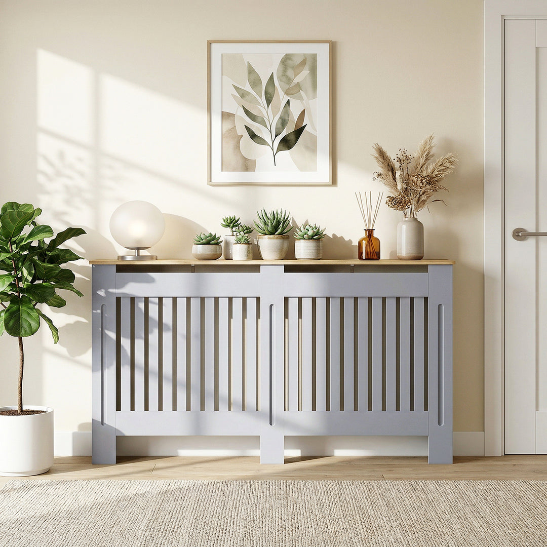 Slatted Radiator Cover, Painted Cabinet with Line Grill Design, 172L ×