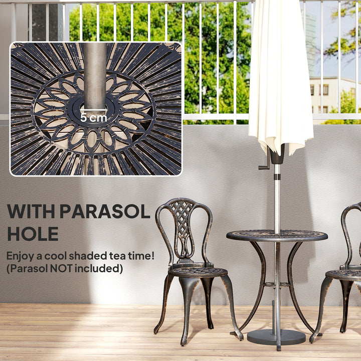 Outdoor Bistro Set for 2 Cast Aluminium Patio Furniture with Round Tab