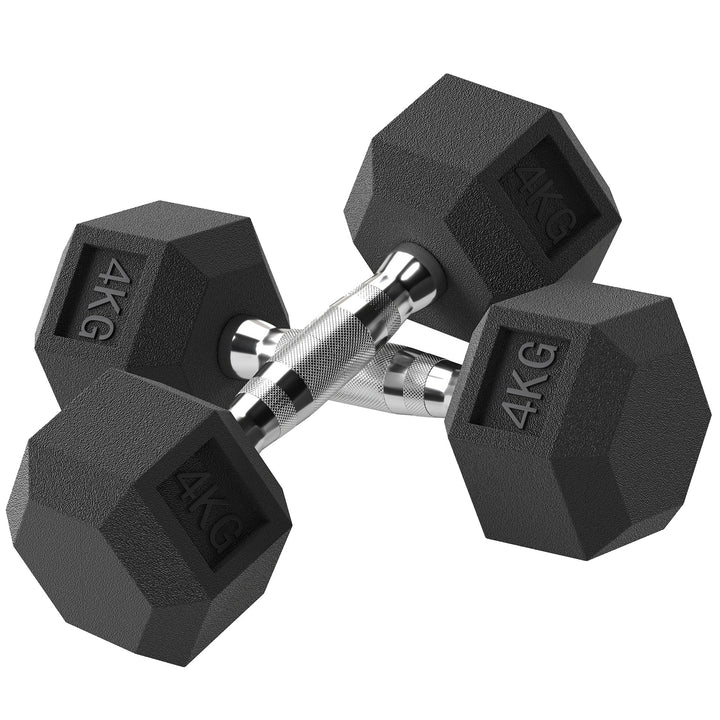 MCL 2x4kg Rubber Dumbbell Sports Hex Weights Sets Home Gym Fitness Hexagonal Dumbbells Kit Weight Lifting Exercise