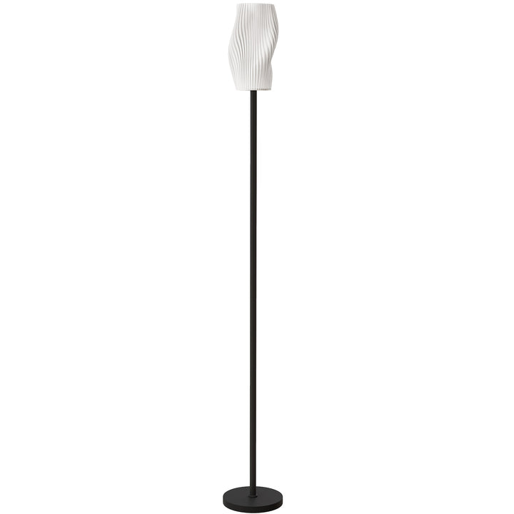 Floor Lamp for Living Room, 3D Printed Modern Standing Lamp with Flowing Curved Shade, 3 Colour Temperature & Foot Switch, Minimalist Tall Pole Lampshade for Bedroom, Office, White
