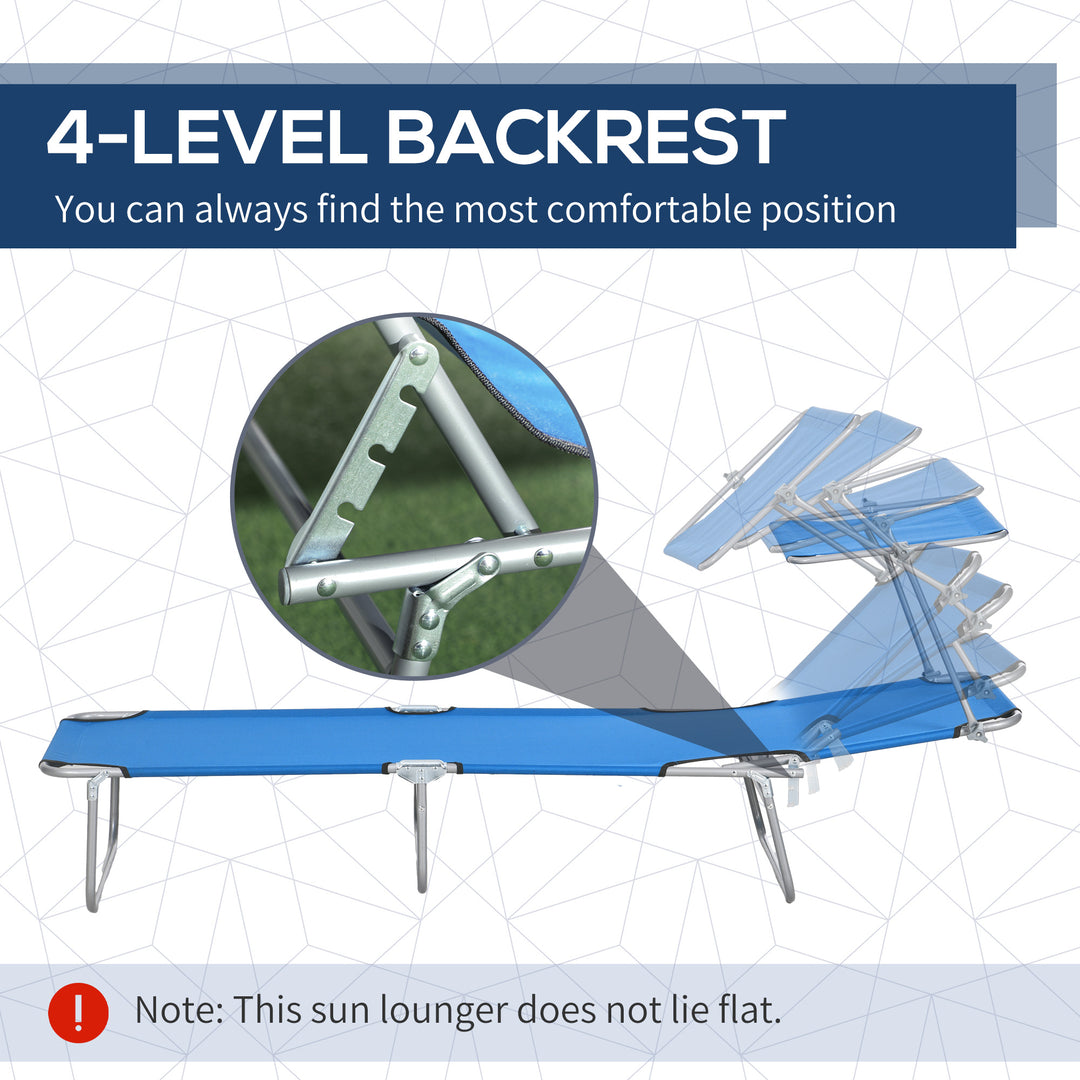 Sun Lounger, with Adjustable Face Canopy - Bright Blue