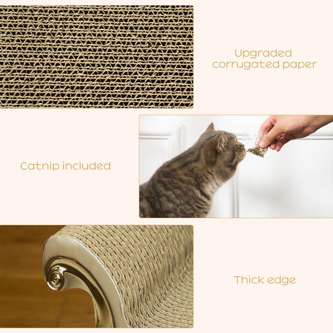 PawHut Cat Corrugated Paper Scratching Bed Pad Board Toy Pet Furniture with Catnip Brown | Aosom UK