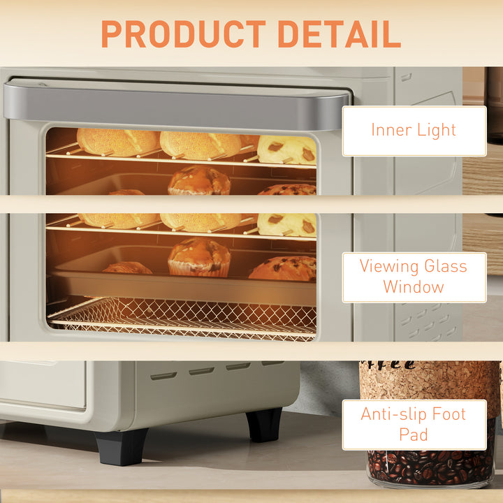 10L Air Fryer Oven, Mini Oven, Oil Free Cooking, Grill, Roast, Bake, with Adjustable Temperature, Timer, Dishwasher Safe, 1000W, Cream White