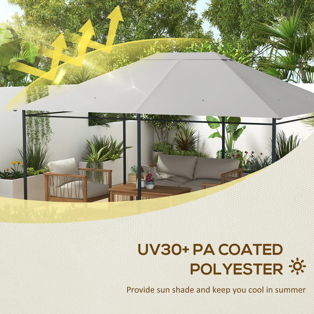3 x 4m Gazebo Canopy Replacement Cover, Gazebo Roof Replacement (TOP COVER ONLY), Light Grey
