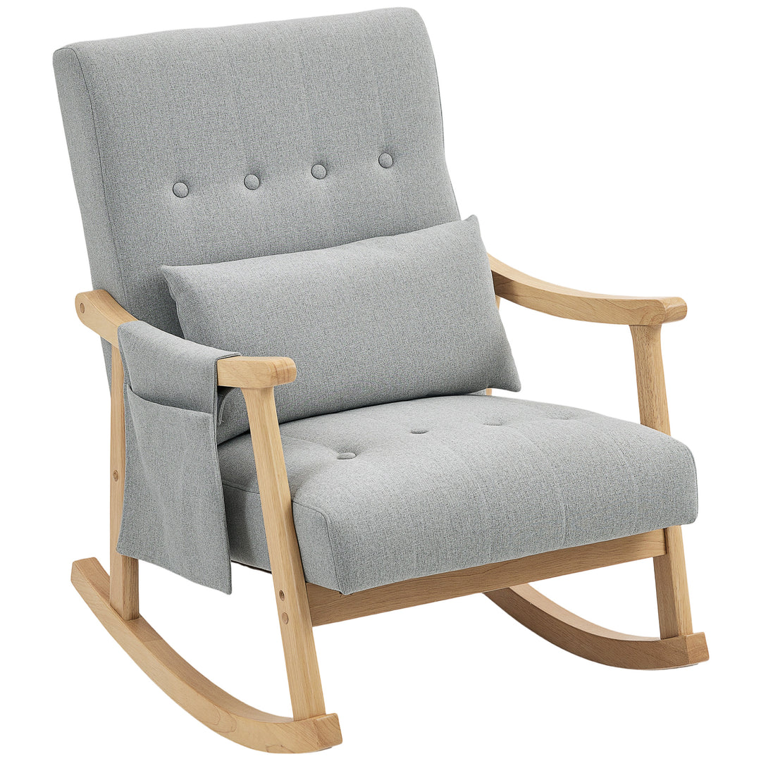 MCL Wood Frame Rocking Accent Chair - Light Grey