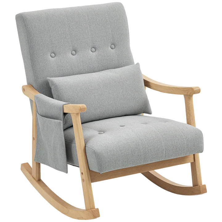 MCL Wood Frame Rocking Accent Chair - Light Grey