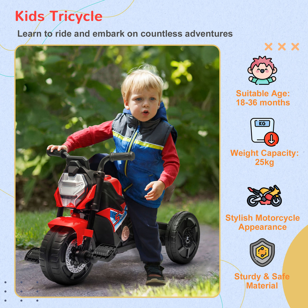 AIYAPLAY Motorcycle Design 3 in 1 Toddler Trike, Sliding Car, Balance Bike with Headlight, Music, Horn, Red | Aosom UK