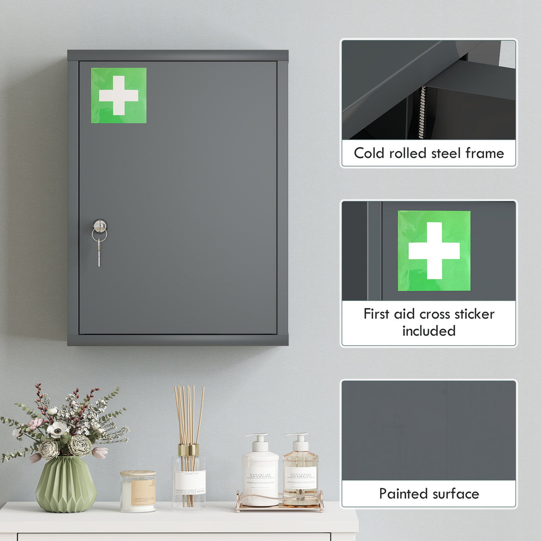 Locking Medicine Cabinet, First Aid Cabinet with Storage Shelves - view 6