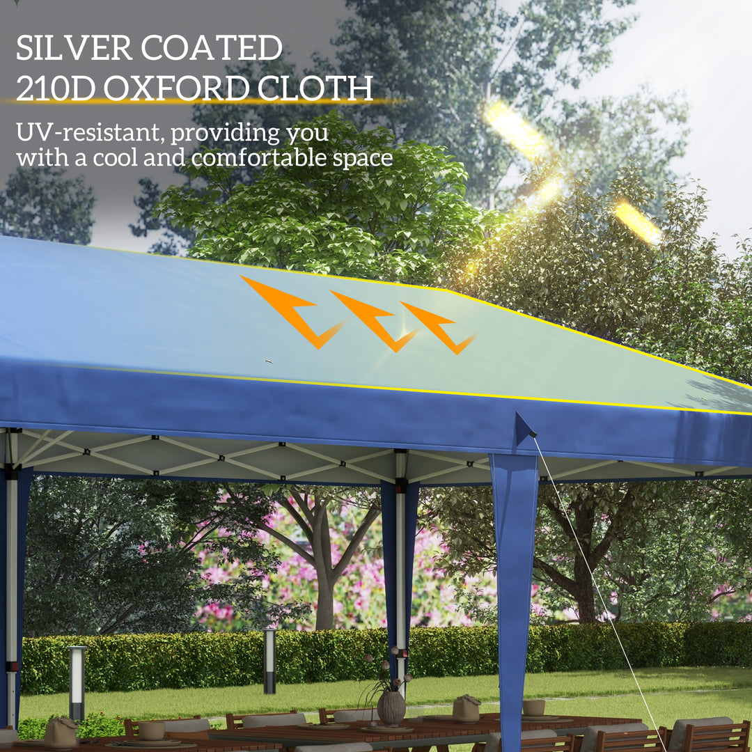 Pop Up Gazebo 3 x 6m, Foldable Canopy Tent, Height Adjustable Wedding Awning Canopy w/ Carrying Bag, Blue