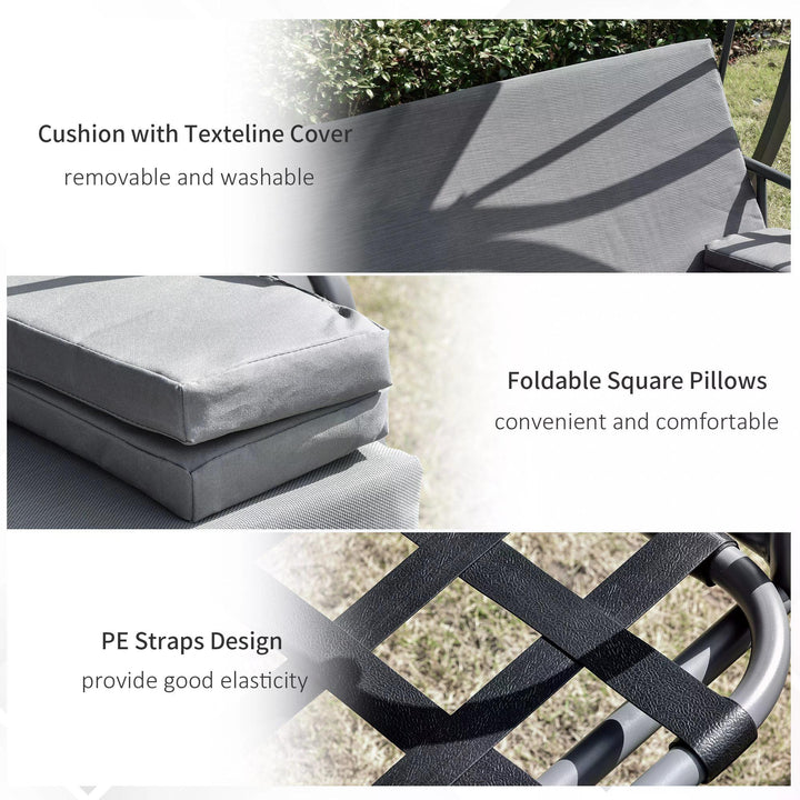 MCL 2-in-1 Patio 3 Seater Swing Chair Hammock w/ Cushion Adjustable Canopy Garden