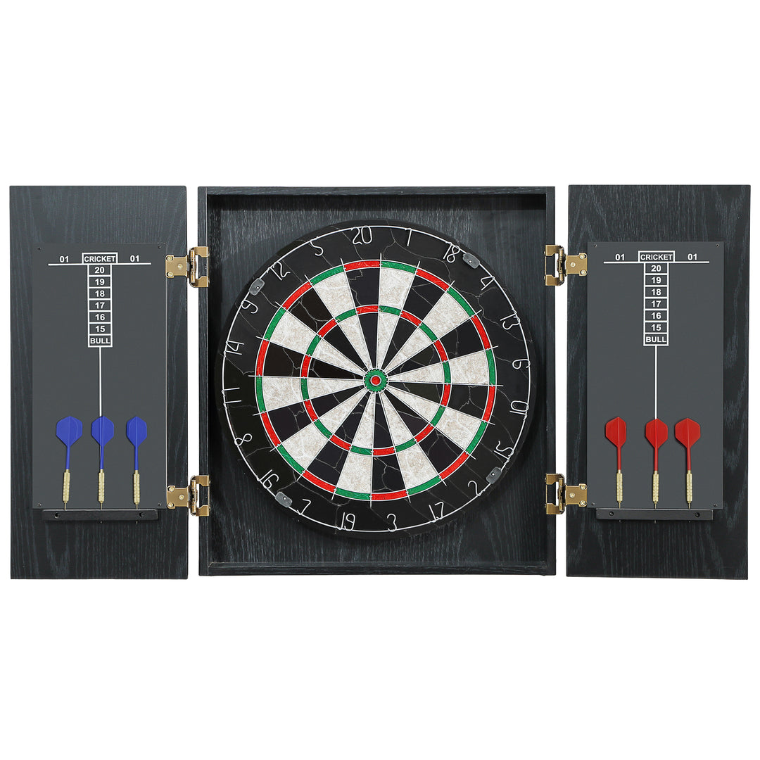 Bristle Dartboard with Cabinet, 6 Steel Tip Darts, Cabinet