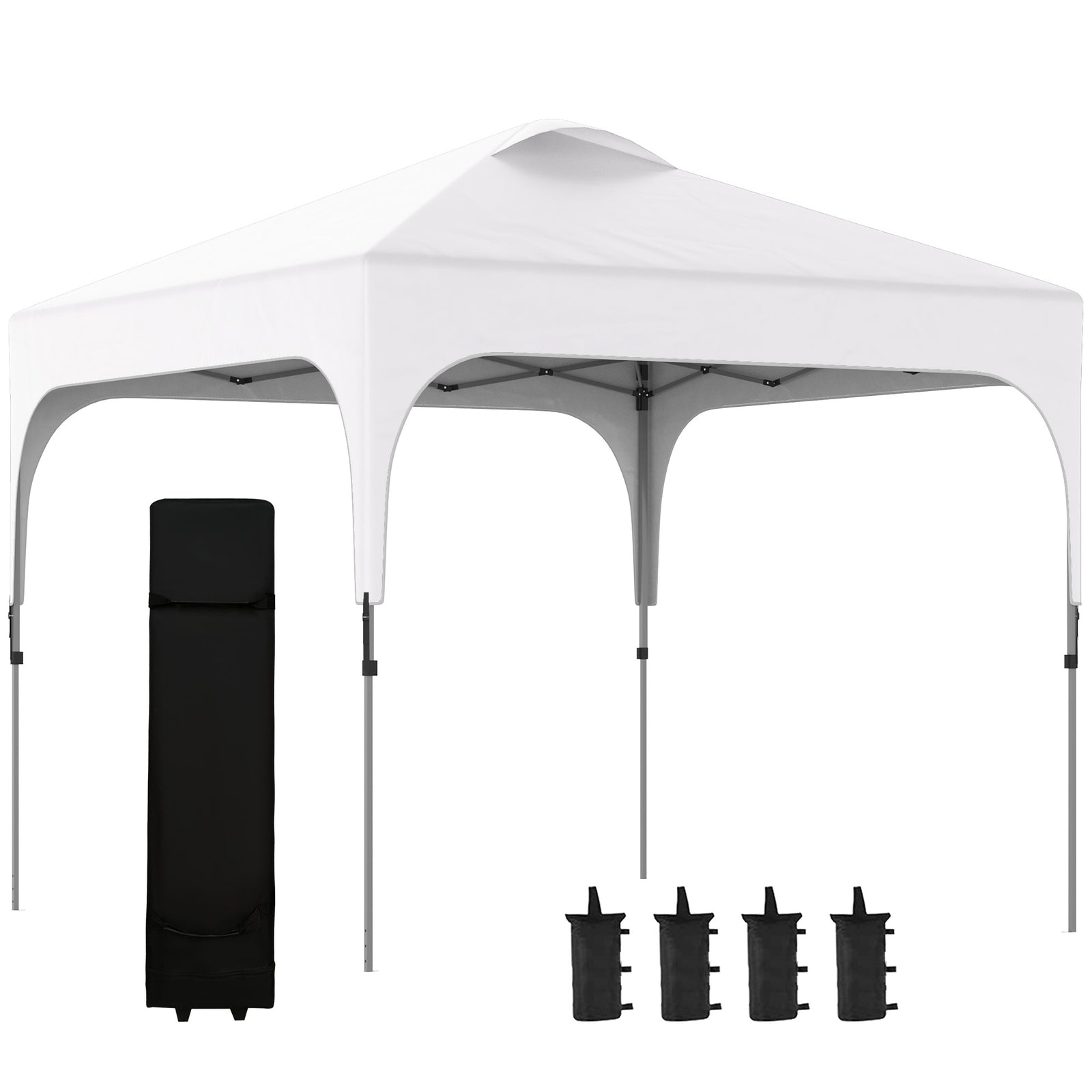 3 x 3(M) Pop Up Gazebo, UPF 50+ Foldable Canopy Tent with Wheeled Carrybag, 4 Leg Weight Bags, Height Adjustable Marquee Shelter 1 person easy setup for Outdoor Garden Patio Party, White