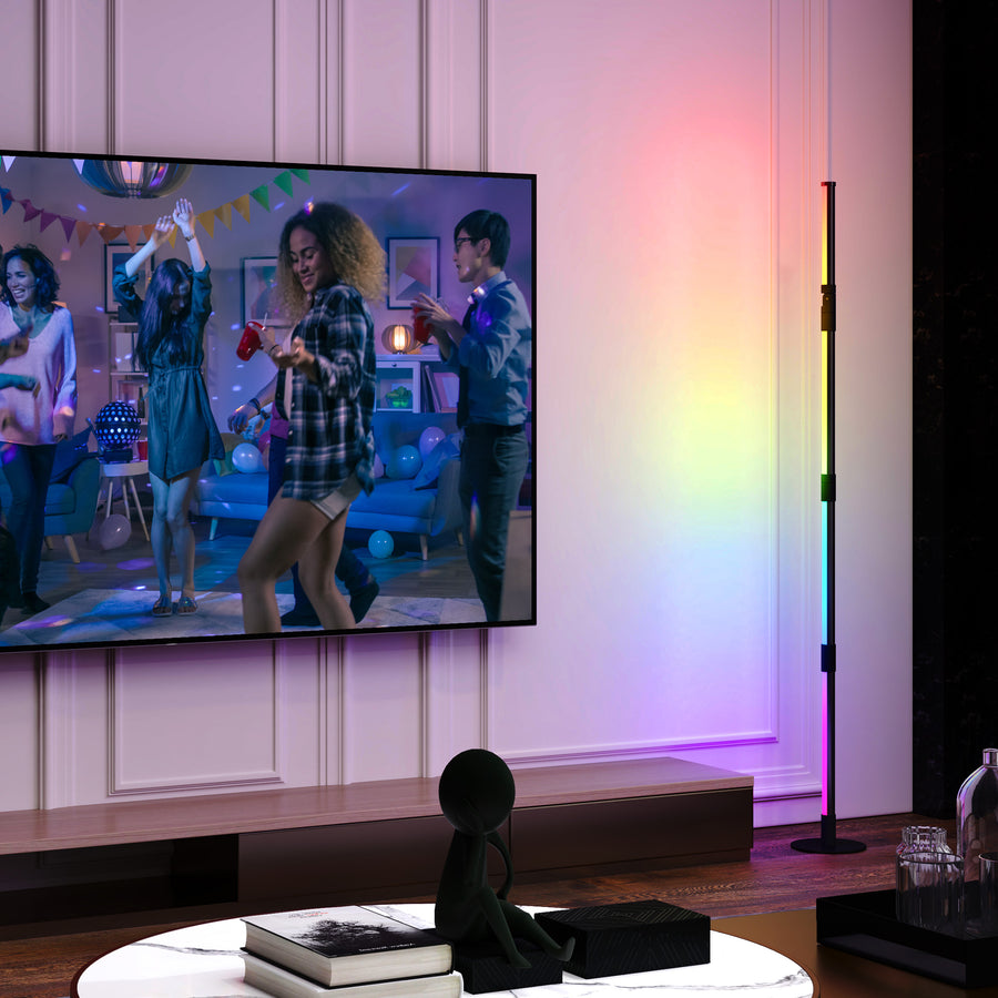 LED Floor Lamp, 360° RGB Detachable Corner Floor Lamp with App & Remote Control, Colour Changing Standing Lamp with Music Sync & Timing, for Living Room, Game Room, Dark Grey