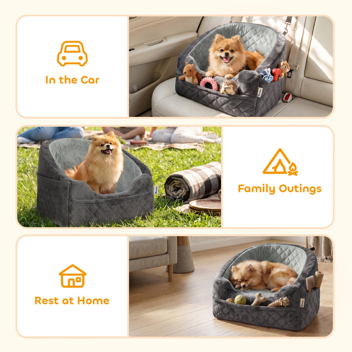 Dog Car Seat, Detachable Washable Dog Booster Seat with Thick Cushion,