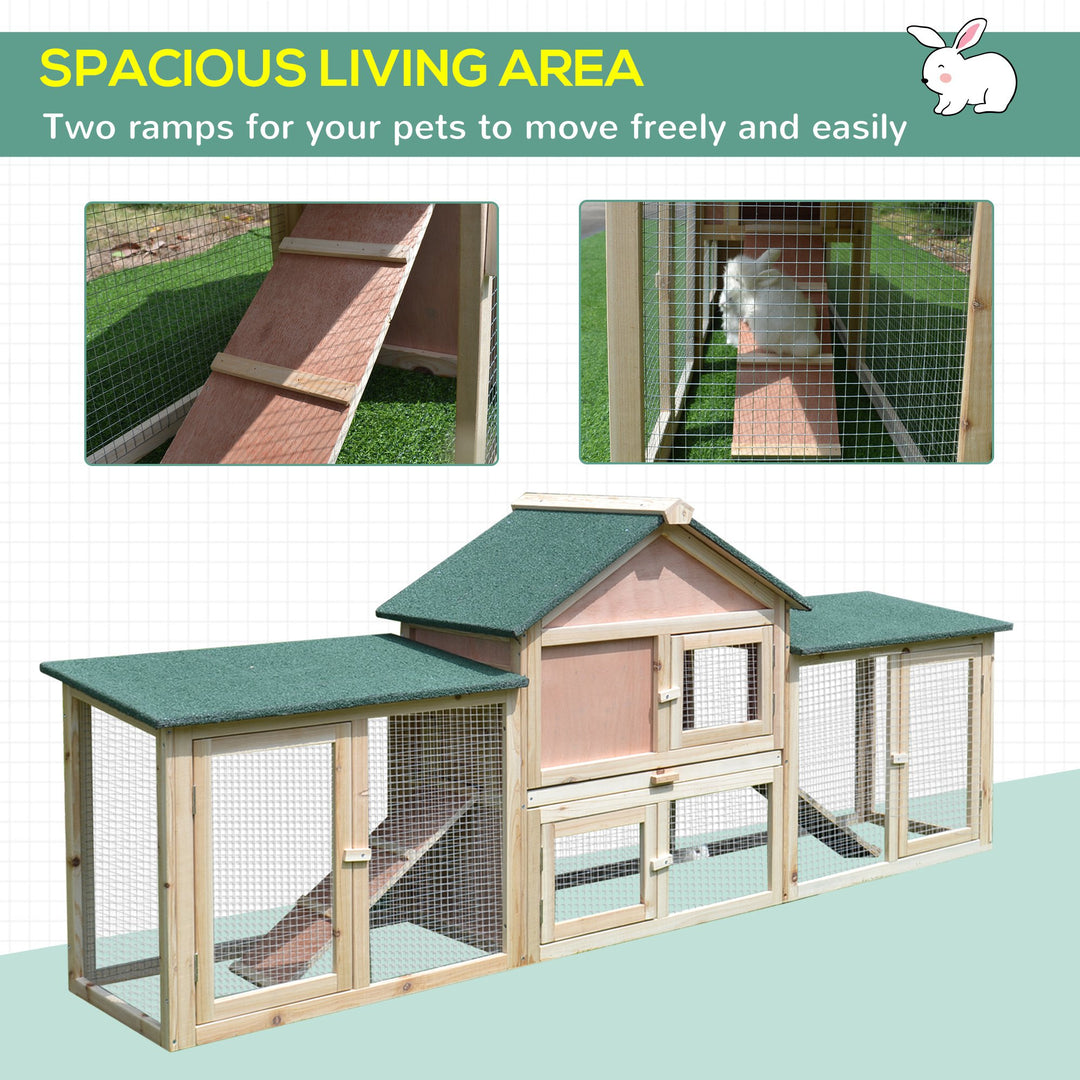 Guinea Pigs Hutches, 210Lx45.5Wx84.5H cm, Fir Wood-Natural Wood Colour