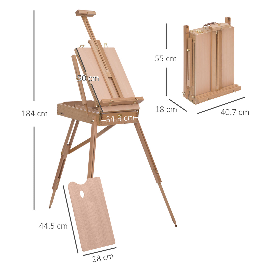 HOMCOM Wooden Art Easel Tripod Sketch Artist Painters Craft Portable Folding Drawing Board Lightweight - Natural Wood | Aosom UK