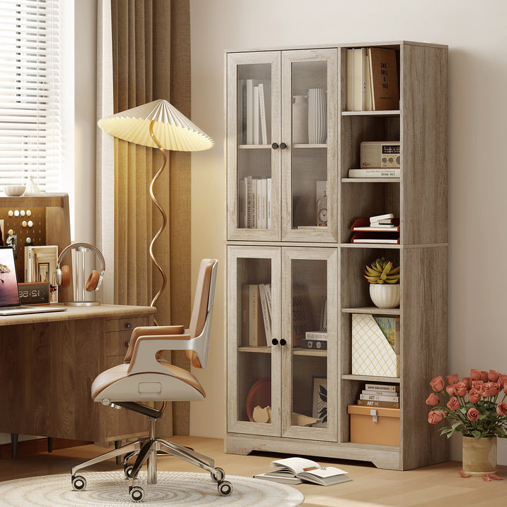 MCL Multi-Storage Kitchen Cabinet, with Glass Doors - Grey Wood-Effect