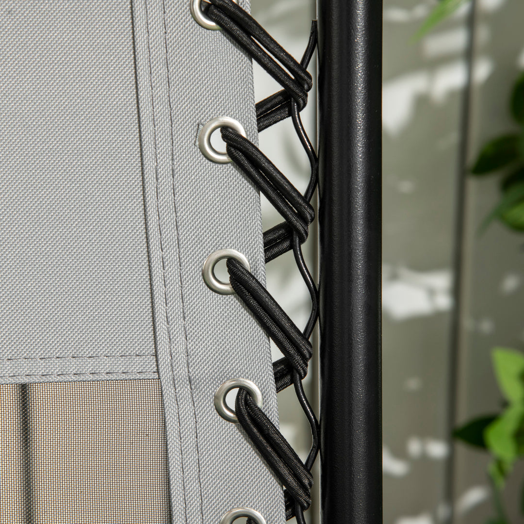 MCL Garden Recliner Chairs Set of 2, Outdoor Foldable Zero Gravity Chairs Set w/ Footstool and Detachable Headrest, Grey