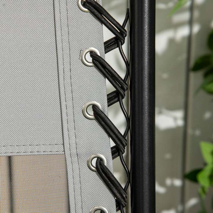 MCL Garden Recliner Chairs Set of 2, Outdoor Foldable Zero Gravity Chairs Set w/ Footstool and Detachable Headrest, Grey